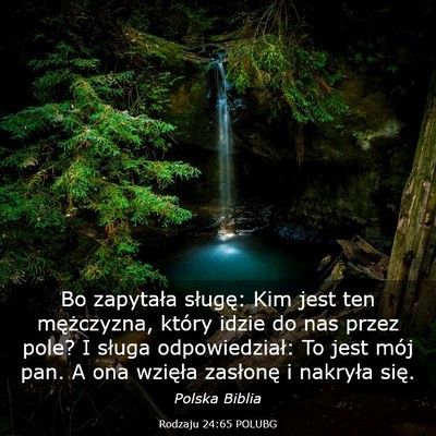 Picture 03 - Rodzaju 24:65 POLUBG - Bo zapytała sługę: Kim jest ten mężczyzna, - Bible Verse Picture