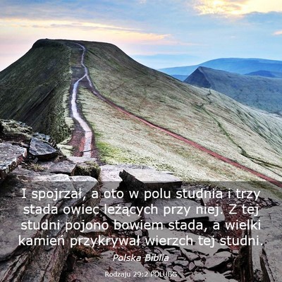 Picture 03 - Rodzaju 29:2 POLUBG - I spojrzał, a oto w polu studnia i trzy stada - Bible Verse Picture
