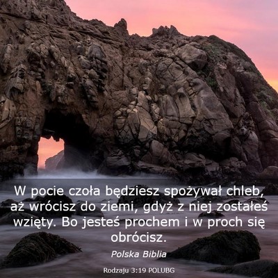 Picture 03 - Rodzaju 3:19 POLUBG - W pocie czoła będziesz spożywał chleb, aż - Bible Verse Picture