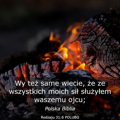 Picture 03 - Rodzaju 31:6 POLUBG - Wy też same wiecie, że ze wszystkich moich sił - Bible Verse Picture