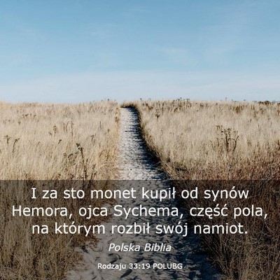 Picture 03 - Rodzaju 33:19 POLUBG - I za sto monet kupił od synów Hemora, ojca - Bible Verse Picture