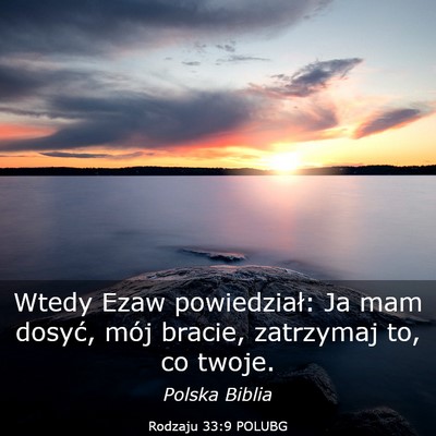 Picture 03 - Rodzaju 33:9 POLUBG - Wtedy Ezaw powiedział: Ja mam dosyć, mój - Bible Verse Picture