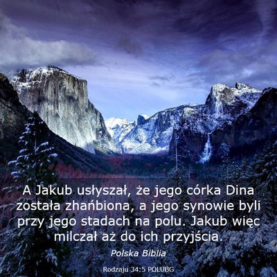 Picture 03 - Rodzaju 34:5 POLUBG - A Jakub usłyszał, że jego córka Dina została - Bible Verse Picture