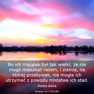 Picture 03 - Rodzaju 36:7 POLUBG - Bo ich majątek był tak wielki, że nie mogli - Bible Verse Picture
