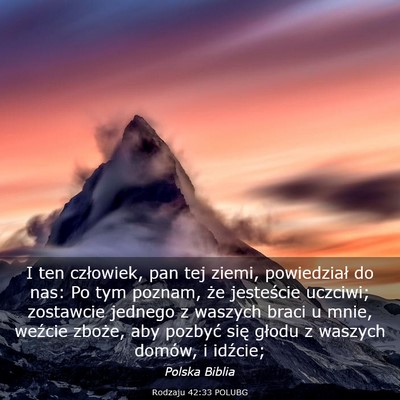 Picture 03 - Rodzaju 42:33 POLUBG - I ten człowiek, pan tej ziemi, powiedział do - Bible Verse Picture