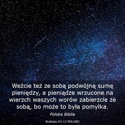 Picture 03 - Rodzaju 43:12 POLUBG - Weźcie też ze sobą podwójną sumę - Bible Verse Picture