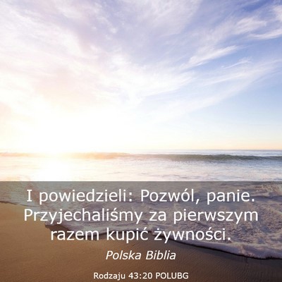 Picture 03 - Rodzaju 43:20 POLUBG - I powiedzieli: Pozwól, panie. Przyjechaliśmy za - Bible Verse Picture