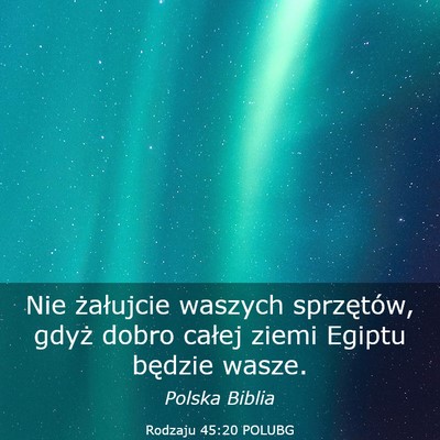 Picture 03 - Rodzaju 45:20 POLUBG - Nie żałujcie waszych sprzętów, gdyż dobro - Bible Verse Picture