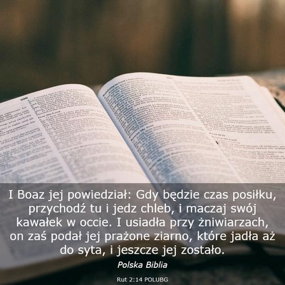 Picture 03 - Rut 2:14 POLUBG - I Boaz jej powiedział: Gdy będzie czas - Bible Verse Picture