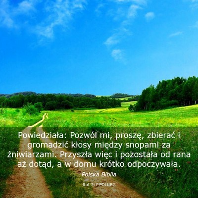Picture 03 - Rut 2:7 POLUBG - Powiedziała: Pozwól mi, proszę, zbierać i - Bible Verse Picture