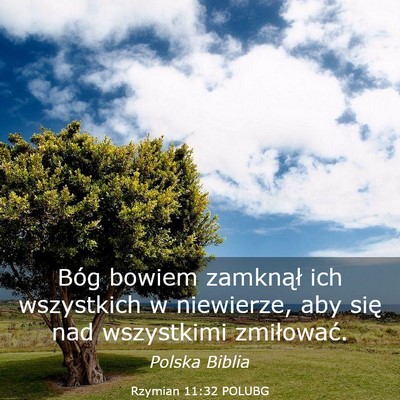 Picture 03 - Rzymian 11:32 POLUBG - Bóg bowiem zamknął ich wszystkich w niewierze, - Bible Verse Picture