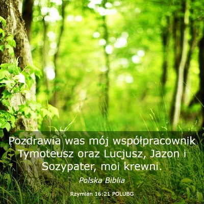 Picture 03 - Rzymian 16:21 POLUBG - Pozdrawia was mój współpracownik Tymoteusz - Bible Verse Picture