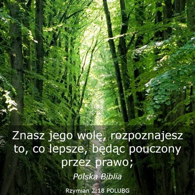 Picture 03 - Rzymian 2:18 POLUBG - Znasz jego wolę, rozpoznajesz to, co lepsze, - Bible Verse Picture