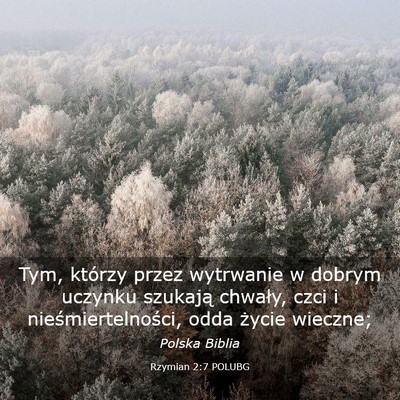 Picture 03 - Rzymian 2:7 POLUBG - Tym, którzy przez wytrwanie w dobrym uczynku - Bible Verse Picture