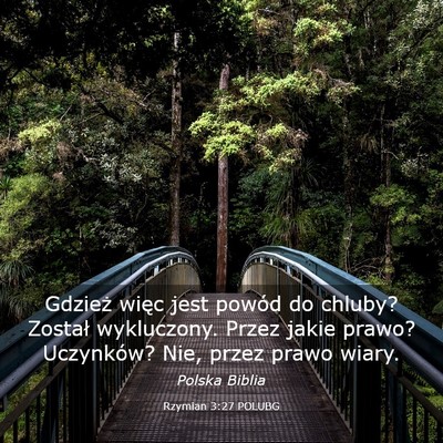 Picture 03 - Rzymian 3:27 POLUBG - Gdzież więc jest powód do chluby? Został - Bible Verse Picture