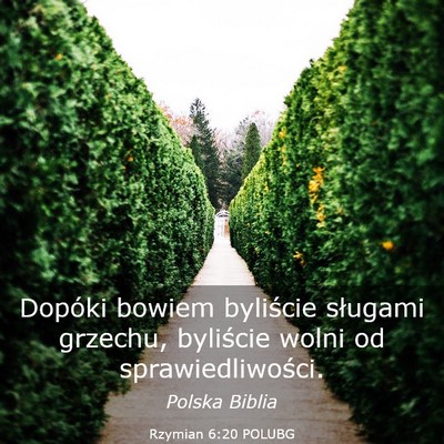 Picture 03 - Rzymian 6:20 POLUBG - Dopóki bowiem byliście sługami grzechu, - Bible Verse Picture