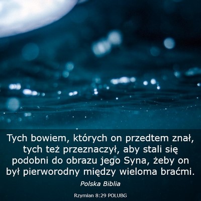 Picture 03 - Rzymian 8:29 POLUBG - Tych bowiem, których on przedtem znał, tych - Bible Verse Picture