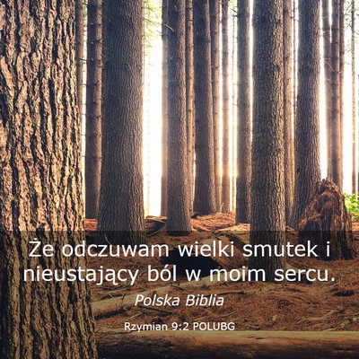 Picture 03 - Rzymian 9:2 POLUBG - Że odczuwam wielki smutek i nieustający ból w - Bible Verse Picture