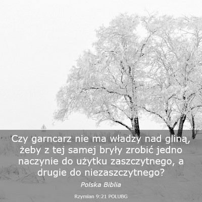 Picture 03 - Rzymian 9:21 POLUBG - Czy garncarz nie ma władzy nad gliną, żeby z - Bible Verse Picture