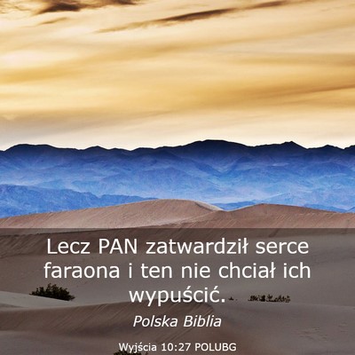 Picture 03 - Wyjścia 10:27 POLUBG - Lecz PAN zatwardził serce faraona i ten nie - Bible Verse Picture
