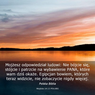 Picture 03 - Wyjścia 14:13 POLUBG - Mojżesz odpowiedział ludowi: Nie bójcie się, - Bible Verse Picture