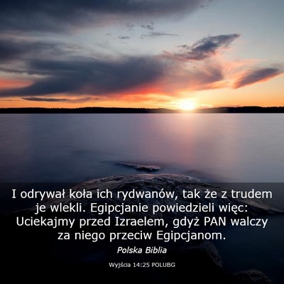 Picture 03 - Wyjścia 14:25 POLUBG - I odrywał koła ich rydwanów, tak że z trudem - Bible Verse Picture