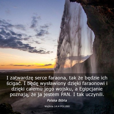 Picture 03 - Wyjścia 14:4 POLUBG - I zatwardzę serce faraona, tak że będzie ich - Bible Verse Picture