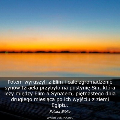 Picture 03 - Wyjścia 16:1 POLUBG - Potem wyruszyli z Elim i całe zgromadzenie - Bible Verse Picture