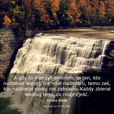Picture 03 - Wyjścia 16:18 POLUBG - A gdy to mierzyli omerem, to ten, kto nazbierał - Bible Verse Picture