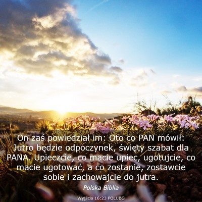 Picture 03 - Wyjścia 16:23 POLUBG - On zaś powiedział im: Oto co PAN mówił: Jutro - Bible Verse Picture