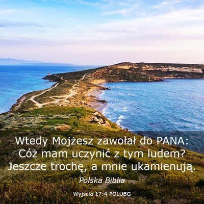 Picture 03 - Wyjścia 17:4 POLUBG - Wtedy Mojżesz zawołał do PANA: Cóż mam - Bible Verse Picture