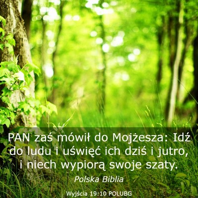Picture 03 - Wyjścia 19:10 POLUBG - PAN zaś mówił do Mojżesza: Idź do ludu i - Bible Verse Picture