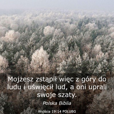 Picture 03 - Wyjścia 19:14 POLUBG - Mojżesz zstąpił więc z góry do ludu i - Bible Verse Picture