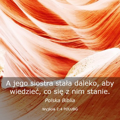 Picture 03 - Wyjścia 2:4 POLUBG - A jego siostra stała daleko, aby wiedzieć, co - Bible Verse Picture