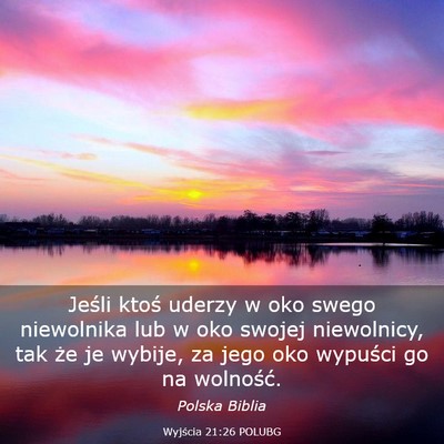 Picture 03 - Wyjścia 21:26 POLUBG - Jeśli ktoś uderzy w oko swego niewolnika lub w - Bible Verse Picture
