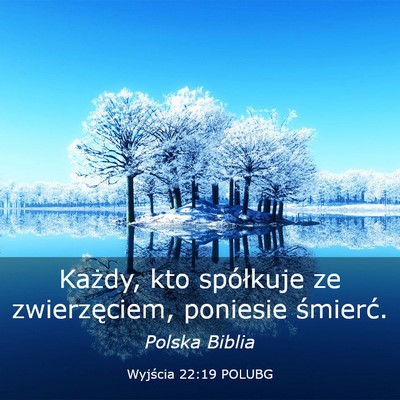 Picture 03 - Wyjścia 22:19 POLUBG - Każdy, kto spółkuje ze zwierzęciem, poniesie - Bible Verse Picture