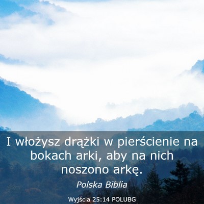Picture 03 - Wyjścia 25:14 POLUBG - I włożysz drążki w pierścienie na bokach - Bible Verse Picture