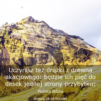 Picture 03 - Wyjścia 26:26 POLUBG - Uczynisz też drążki z drewna akacjowego: - Bible Verse Picture