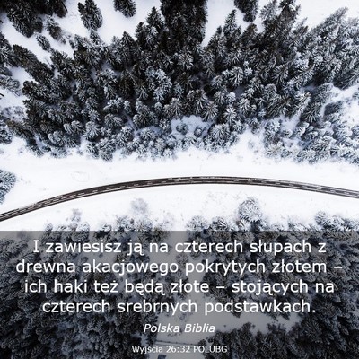 Picture 03 - Wyjścia 26:32 POLUBG - I zawiesisz ją na czterech słupach z drewna - Bible Verse Picture