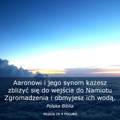 Picture 03 - Wyjścia 29:4 POLUBG - Aaronowi i jego synom każesz zbliżyć się do - Bible Verse Picture