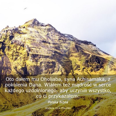 Picture 03 - Wyjścia 31:6 POLUBG - Oto dałem mu Oholiaba, syna Achisamaka, z - Bible Verse Picture