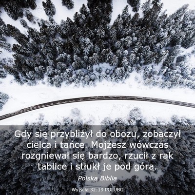 Picture 03 - Wyjścia 32:19 POLUBG - Gdy się przybliżył do obozu, zobaczył cielca - Bible Verse Picture