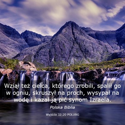 Picture 03 - Wyjścia 32:20 POLUBG - Wziął też cielca, którego zrobili, spalił go - Bible Verse Picture