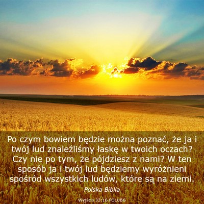Picture 03 - Wyjścia 33:16 POLUBG - Po czym bowiem będzie można poznać, że ja i - Bible Verse Picture