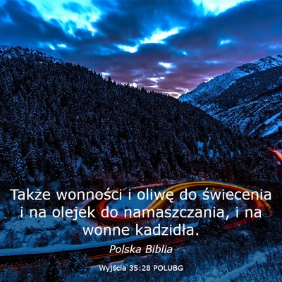Picture 03 - Wyjścia 35:28 POLUBG - Także wonności i oliwę do świecenia i na - Bible Verse Picture