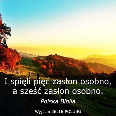 Picture 03 - Wyjścia 36:16 POLUBG - I spięli pięć zasłon osobno, a sześć - Bible Verse Picture
