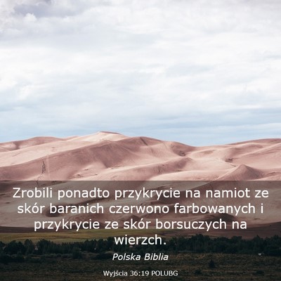 Picture 03 - Wyjścia 36:19 POLUBG - Zrobili ponadto przykrycie na namiot ze skór - Bible Verse Picture
