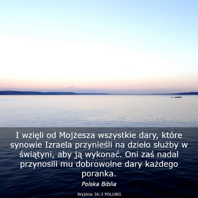 Picture 03 - Wyjścia 36:3 POLUBG - I wzięli od Mojżesza wszystkie dary, które - Bible Verse Picture