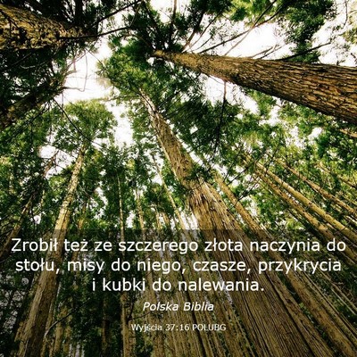 Picture 03 - Wyjścia 37:16 POLUBG - Zrobił też ze szczerego złota naczynia do - Bible Verse Picture