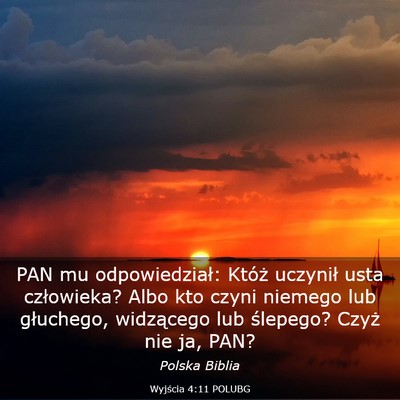 Picture 03 - Wyjścia 4:11 POLUBG - PAN mu odpowiedział: Któż uczynił usta - Bible Verse Picture